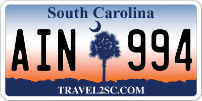 SC license plate AIN994