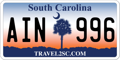 SC license plate AIN996