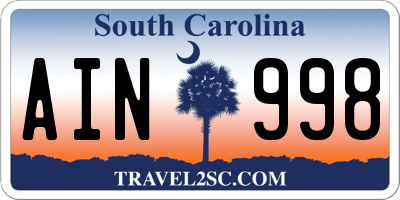 SC license plate AIN998