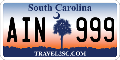 SC license plate AIN999