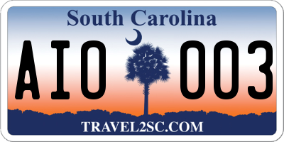 SC license plate AIO003