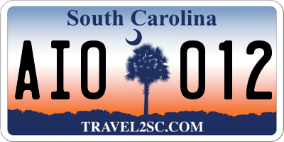 SC license plate AIO012