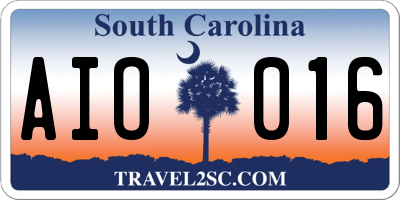 SC license plate AIO016
