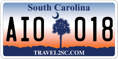 SC license plate AIO018