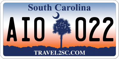 SC license plate AIO022