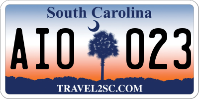 SC license plate AIO023