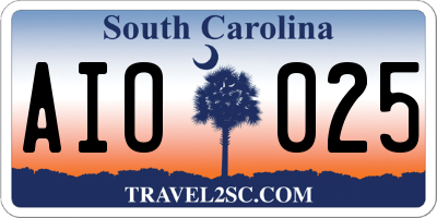 SC license plate AIO025
