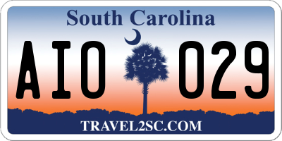 SC license plate AIO029