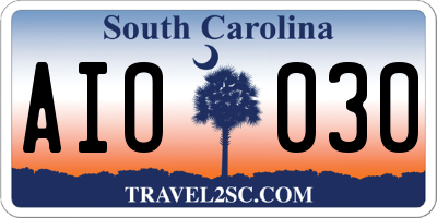 SC license plate AIO030