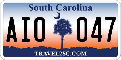 SC license plate AIO047