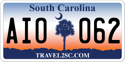 SC license plate AIO062