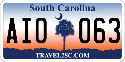 SC license plate AIO063