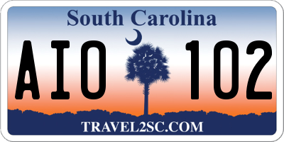 SC license plate AIO102