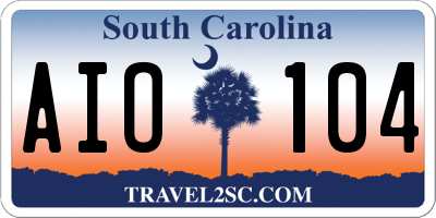 SC license plate AIO104