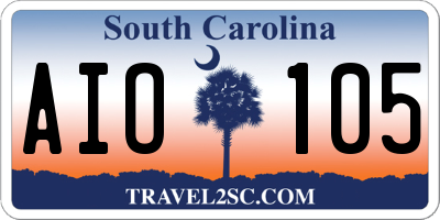 SC license plate AIO105