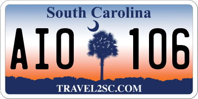 SC license plate AIO106