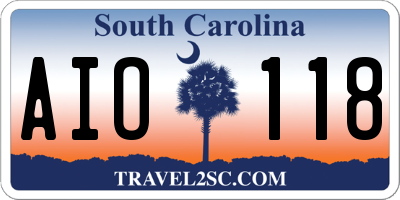 SC license plate AIO118
