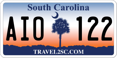 SC license plate AIO122