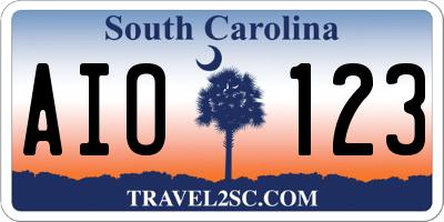 SC license plate AIO123