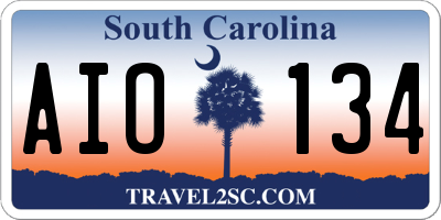 SC license plate AIO134