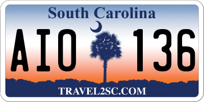 SC license plate AIO136