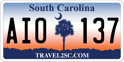 SC license plate AIO137