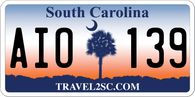 SC license plate AIO139