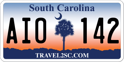 SC license plate AIO142