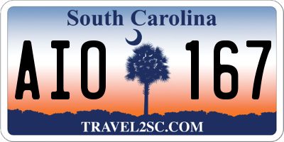 SC license plate AIO167