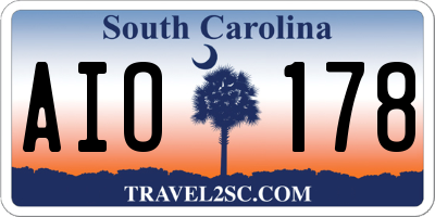 SC license plate AIO178