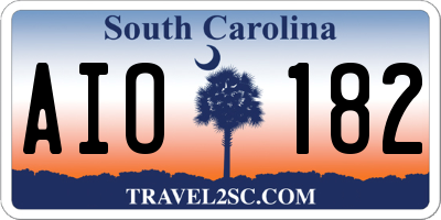 SC license plate AIO182