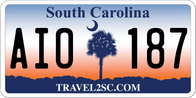 SC license plate AIO187