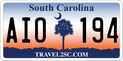 SC license plate AIO194