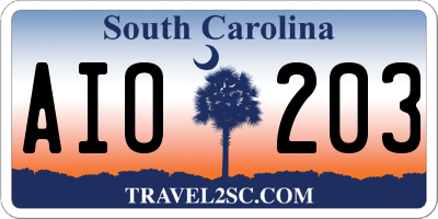 SC license plate AIO203