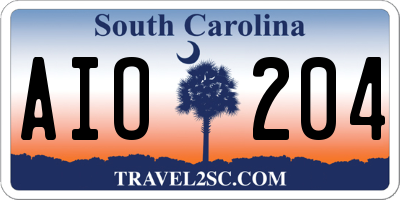 SC license plate AIO204