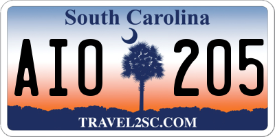 SC license plate AIO205