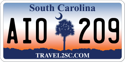 SC license plate AIO209