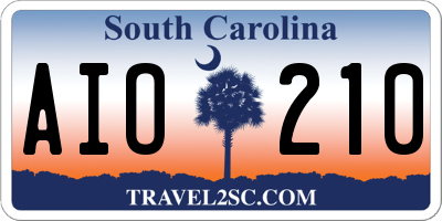 SC license plate AIO210