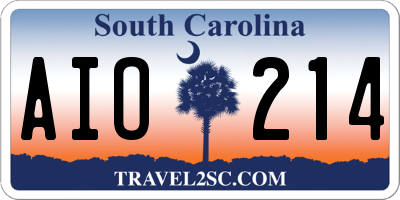 SC license plate AIO214