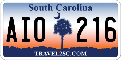 SC license plate AIO216