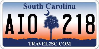 SC license plate AIO218