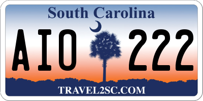 SC license plate AIO222