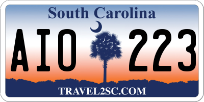 SC license plate AIO223