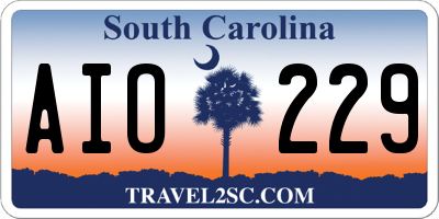 SC license plate AIO229
