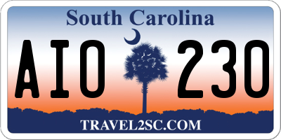 SC license plate AIO230