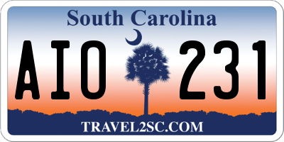 SC license plate AIO231