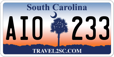 SC license plate AIO233