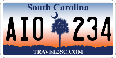 SC license plate AIO234