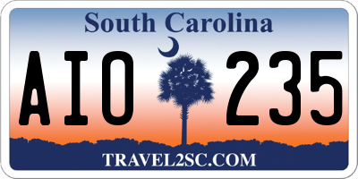 SC license plate AIO235
