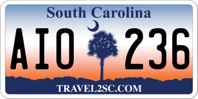 SC license plate AIO236